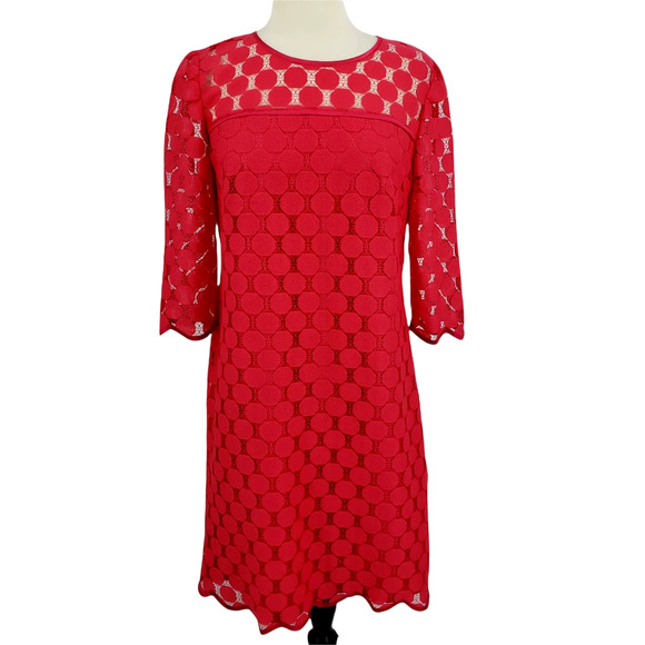 Adrianna Papell Sheer Illusion Hot Pink Sheath Dress US Size 10 - Picture 1 of 7